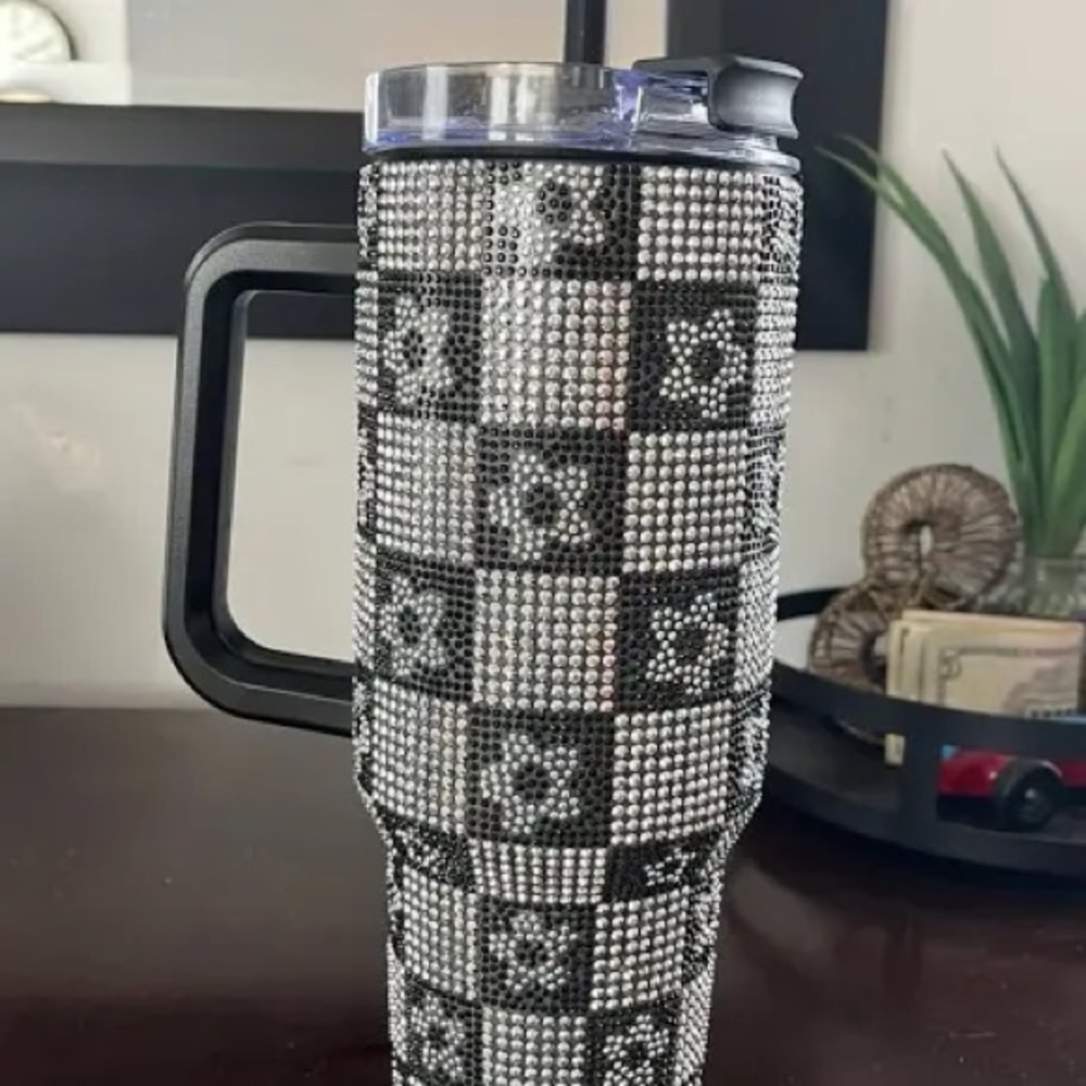 Simply Southern 40oz Checkered Rhinestone Tumbler with Handle